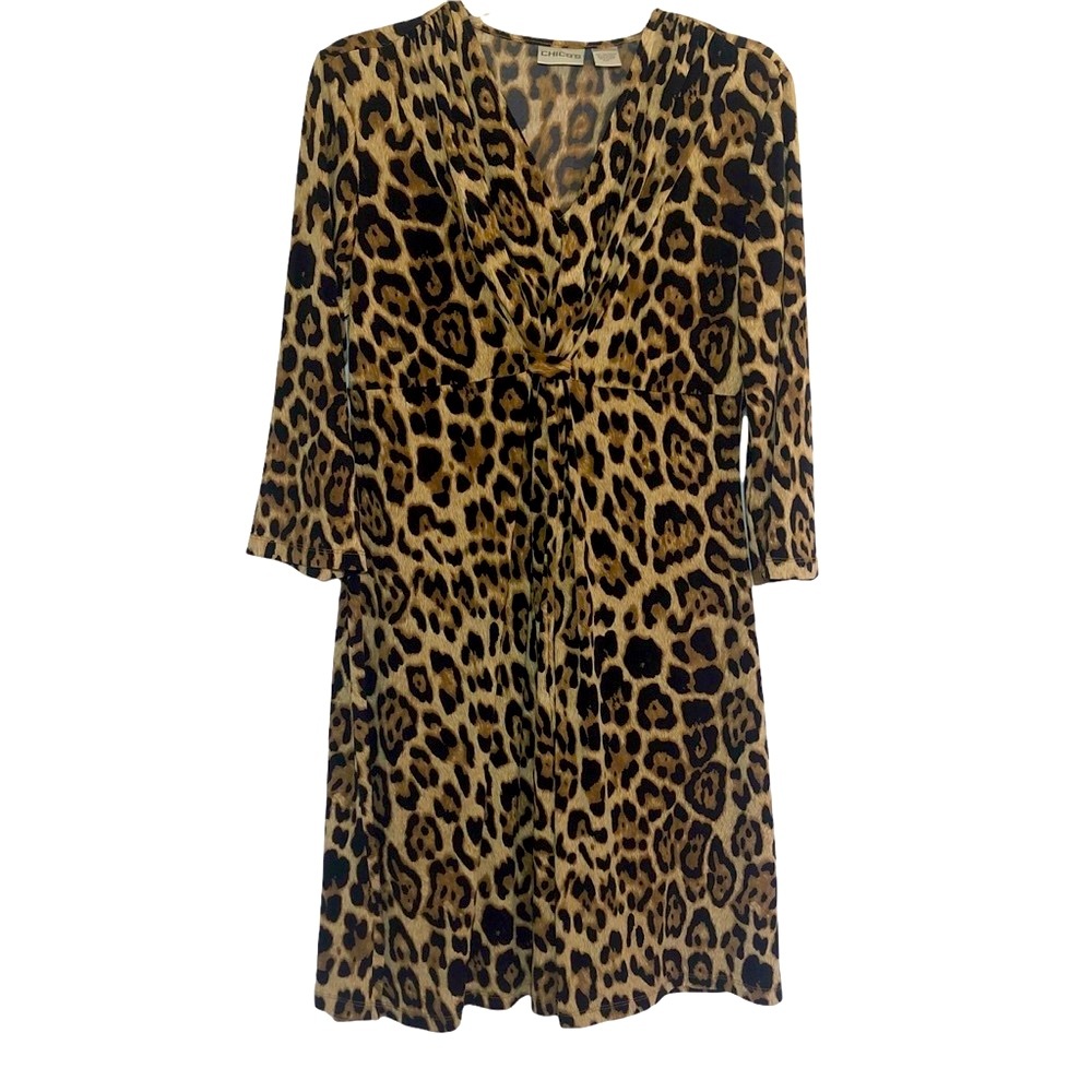 Chico’s animal print v neck dress size 1/M